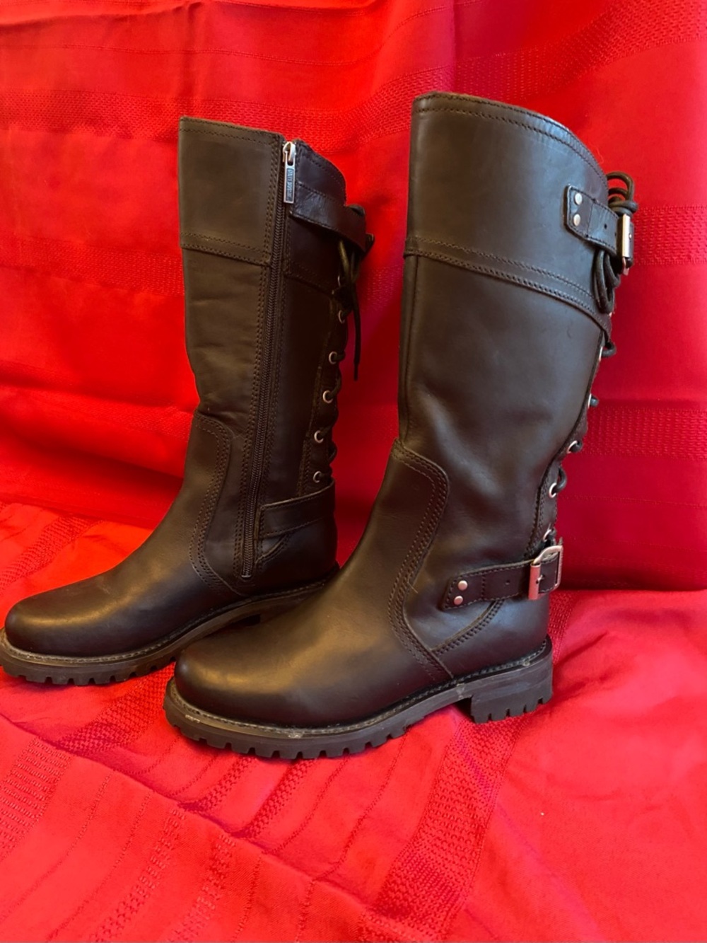 NWOT Harley Davidson Alexa Leather Motorcycle Boots Womens Size 7 Black Biker